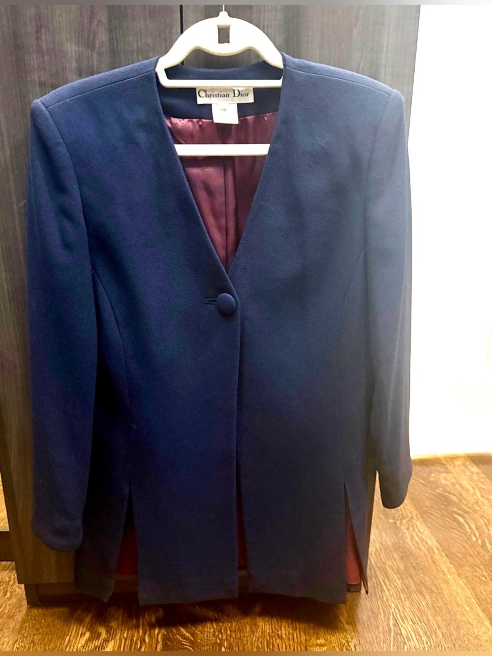 DIOR Vintage Navy Blazer Size 4 Structured Single Button Jacket